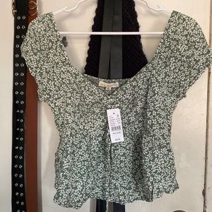 Floral green top